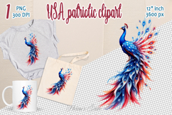 Cute peacock bird American flag colors clipart|USA Patriotic Product Image 1