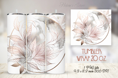 Pink watercolor leaves straight tumbler 20oz wrap designs Product Image 1