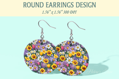Spring Flowers earrings | Floral Round Earring sublimation Product Image 1