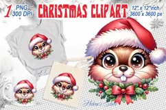 Christmas hamster clipart sublimation PNG| Funny animal face Product Image 1