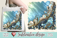 Blue ocean gold and pearl sublimation designs png | Sea life Product Image 1