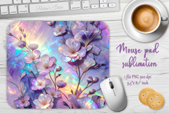 Iridescent lilac 3D flowers mouse pad sublimation design png Product Image 1
