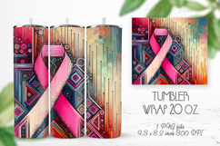 Breast cancer awareness ribbon tumbler 20oz wrap sublimation Product Image 1