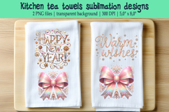 Christmas Coquette bows sublimation kitchen tea towel BUNDLE Product Image 8