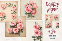 Vintage floral digital papers jpeg|Scrap booking 3d graphics Product Image 1