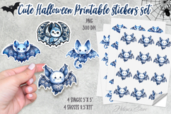Cute Blue Halloween Bat Stickers Printable | Spooky sticker Product Image 1