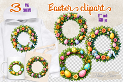 Easter Floral Wreath Sublimation designs | Farmhouse clipart Product Image 1