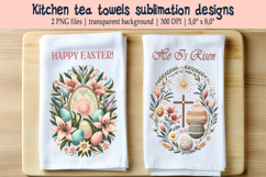 Easter floral wreath with eggs kitchen tea towel sublimation Product Image 1