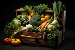 Abundant harvest wooden chest with fresh vegetables Product Image 1