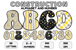 Construction Alphabet Letters &amp; Numbers Clipart PNG 300DPI Product Image 1