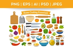 Home Cooking Essentials Bundle Doodle|Vector &amp; PNG Food Product Image 1
