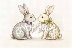 Happy Easter Bunnies PNG &amp; JPG Product Image 1