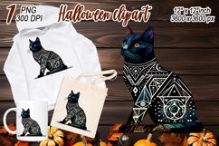 Cute Halloween black cat clipart |Abstract shirt designs png Product Image 2
