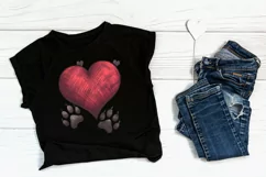 Dog paw heart Valentines day Sublimation clipart sketch png Product Image 3