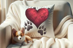 Dog paw heart Valentines day Sublimation clipart sketch png Product Image 4