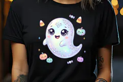 Cute Halloween clipart | Kawaii ghost sublimation design PNG Product Image 2