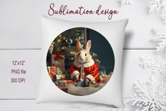 Cute Christmas bunny round cute sublimation design png Product Image 1