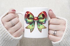 Christmas coquette bows design|Red Green bow T-shirt clipart Product Image 3