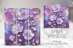 3d Lilac pastel floral tumbler 20oz wrap sublimation designs Product Image 1