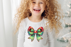 Christmas coquette bows design|Red Green bow T-shirt clipart Product Image 4
