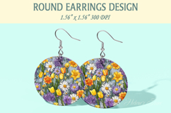 Spring Flowers earrings | Floral Round Earring sublimation Product Image 1
