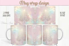 Pastel Christmas tree mug wrap png | Iridescent pearl mug Product Image 1