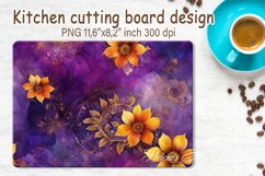 Watercolor flowers pattern design cutting board sublimation Product Image 1