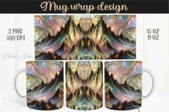 Fantasy mountains iridescent design mug wrap 15oz 11oz png Product Image 1