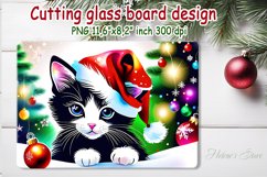 Christmas cutting board | Cute kitten playing with ornaments Product Image 1