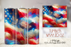 USA Patriotic holiday tumbler wrap 20oz | Rose flowers png Product Image 1