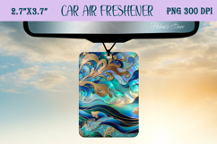 Blue &amp; gold iridescent ocean Air Freshener Car sublimating Product Image 1