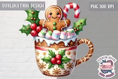 Gingerbread mans cute Christmas Sublimation PNG Coffee Cocoa Product Image 1