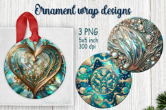 Fantasy ocean round ornament sublimation designs PNG Product Image 1