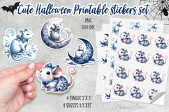 Cute Blue Halloween rat Stickers Printable | Spooky sticker Product Image 1