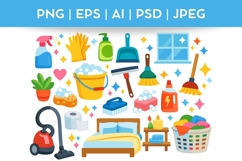Bathroom and Cleaning Essentials Bundle Doodle|Vector &amp; PNG Product Image 1