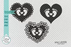 Baby Footprint Foot with heart svg dxf papercut laser cut Product Image 2