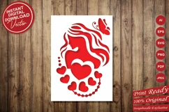 Papercut Fashion Lady with Hearts and Butterfly, Stencil Product Image 6