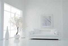 Modern minimalist living room interior with white decor Product Image 1