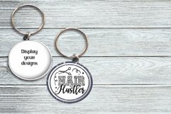 Blank Keychain Mockup | Flat Lay mock-up round key chain JPG Product Image 1
