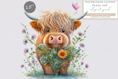 Funny calf clipart, Highland calf sublimation, Sublimation Product Image 1