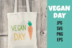 Vegan day. Text with a cute cartoon carrot. SVG/PNG/EPS/JPG Product Image 1