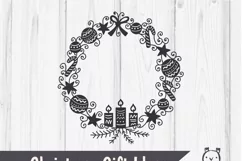 Floral X-mas Wreath SVG, Christmas Decor Cut File Product Image 3