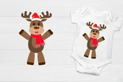 Christmas Baby Deer with Santa hat Svg , Cut File DxF, PNG, Product Image 2
