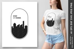 Stay at Home with City Silhouettes Vector T-Shirt Design Product Image 1