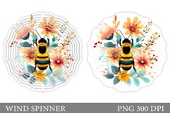 Bee Wind Spinner Design. Flowers Wind Spinner Sublimation Product Image 1