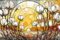 Magnolia Flowers Stained Glass Sunset Art Product Image 1