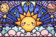 Cute Sun and Planets Stained Glass Art Product Image 1