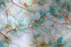 Elegant Teal Floral Pattern with Gold Art Product Image 1
