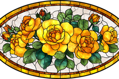 Yellow Rose Stained Glass Floral Art Product Image 1