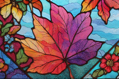 Colorful Autumn Leaf Stained Glass Art Product Image 1